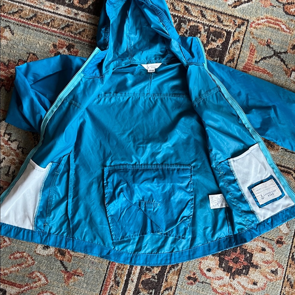 Turquoise Blue Girls Raincoat - Picture 4 of 7